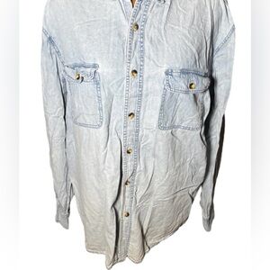 CC Schmidt Work Wear Light Blue Denim Button Down Shirt Size XLT